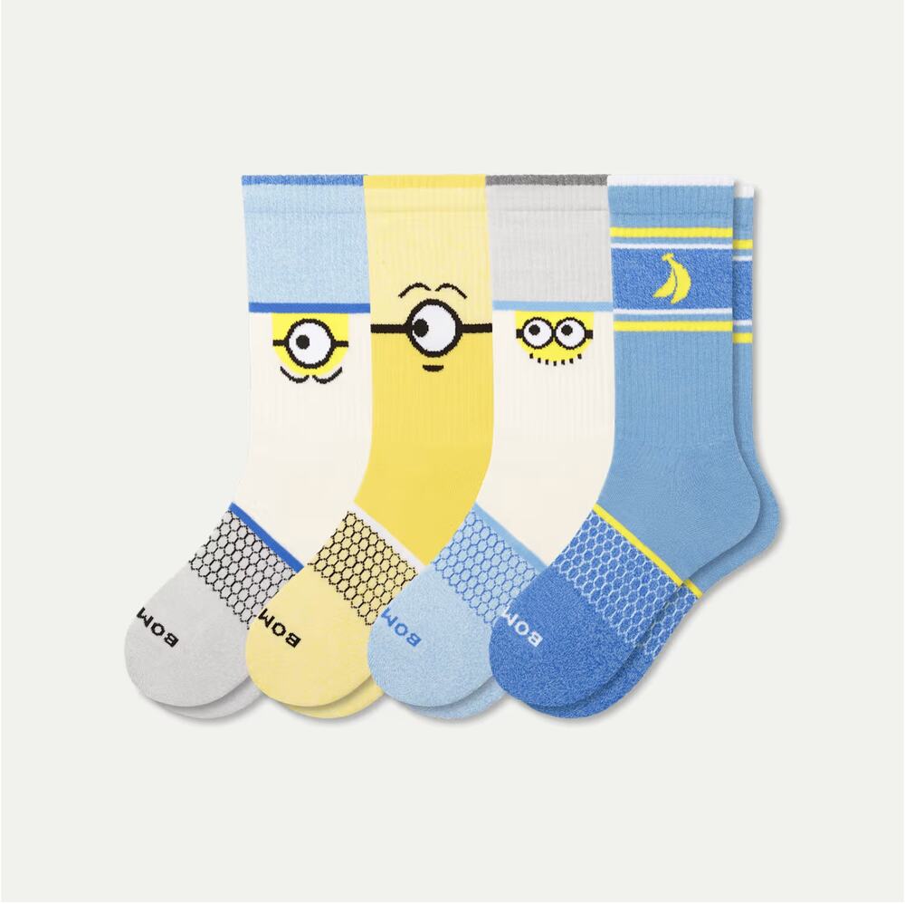 Minions X Bombas Collection Minions Calf Sock 4-Pack Size Medium - NEW